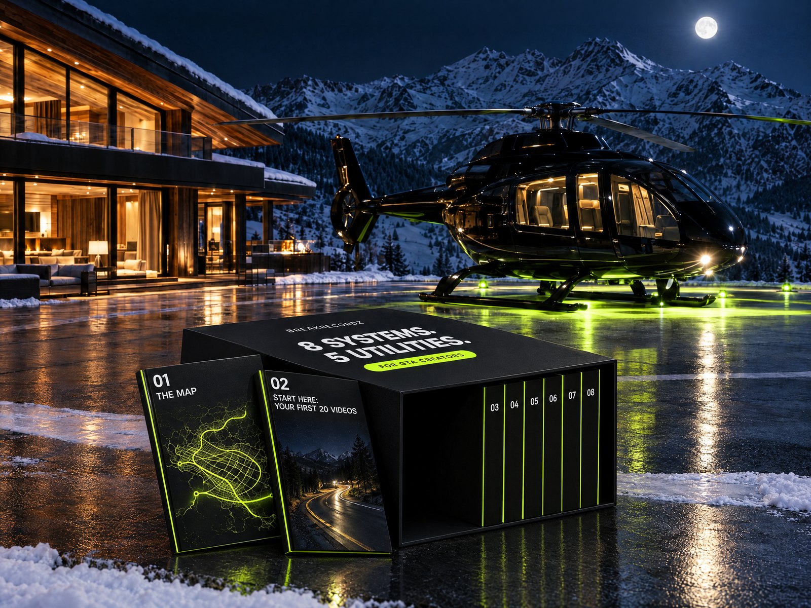 The box set on a chalet helipad: 8 systems, 5 utilities, for GTA creators